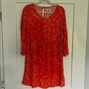 Old Navy Vibrant Red Floral Dress